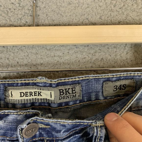 BKE Derek Jeans Men’s 34x29 Blue Straight Leg‎ Medium Wash Cotton - Picture 7 of 8